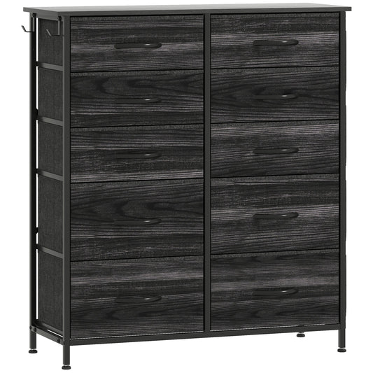 HOMCOM Chest of Ten Fabric Drawers - Black