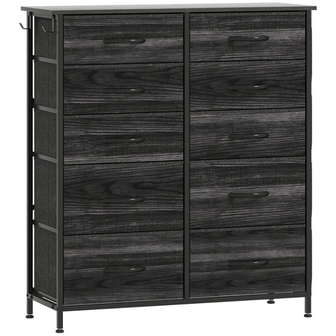 HOMCOM Chest of Ten Fabric Drawers - Black