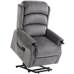 HOMCOM Power Lift Recliner with Vibration Massage and Heat, Lift Chair for Tall with Wood Grip, Pocket Spring, Light Grey
