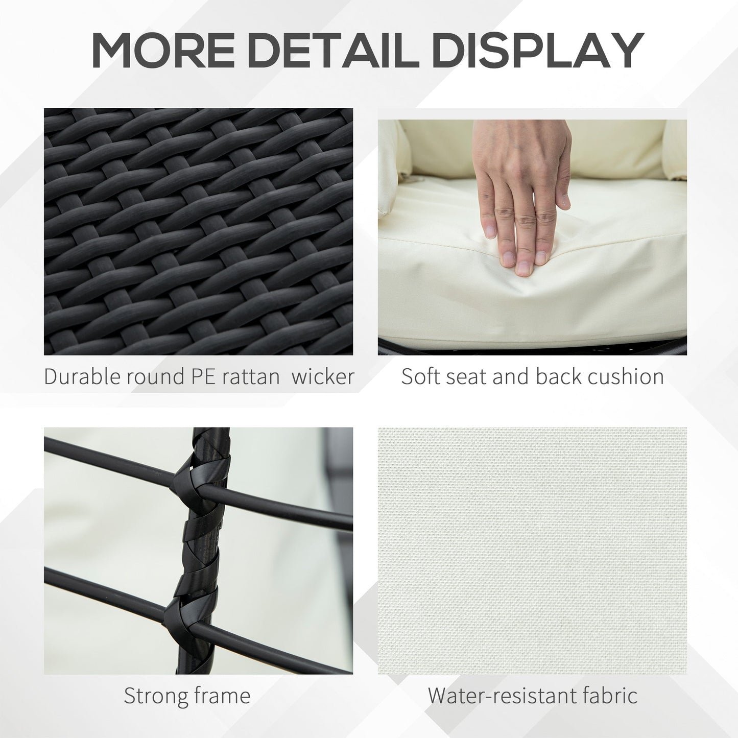 Outsunny 360 Swivel Egg Chair, Garden Rattan Swivel Chair with Thickened Cushion and Pillow, 150 KG Capacity for Indoor Outdoor, Balcony, Patio, Black