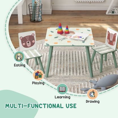 ZONEKIZ Kids and Table Chairs, Children’s Desk with Two Chairs, مجموعة أثاث للأطفال الصغار، للأعمار من 3 إلى 6 سنوات - أخضر