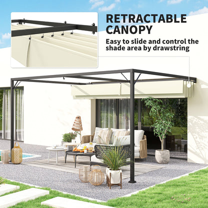 Outsunny 4 x 3 m Pergola, with Sliding Canopy - Cream