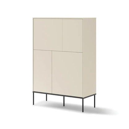 Beige cabinet with black legs on a white background