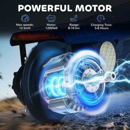 HOMCOM Foldable Electric Scooter, with LED Headlights, for Ages 7-14 Years, Blue