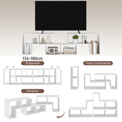 HOMCOM Three-Block Modular TV Stand - White Wood-Effect