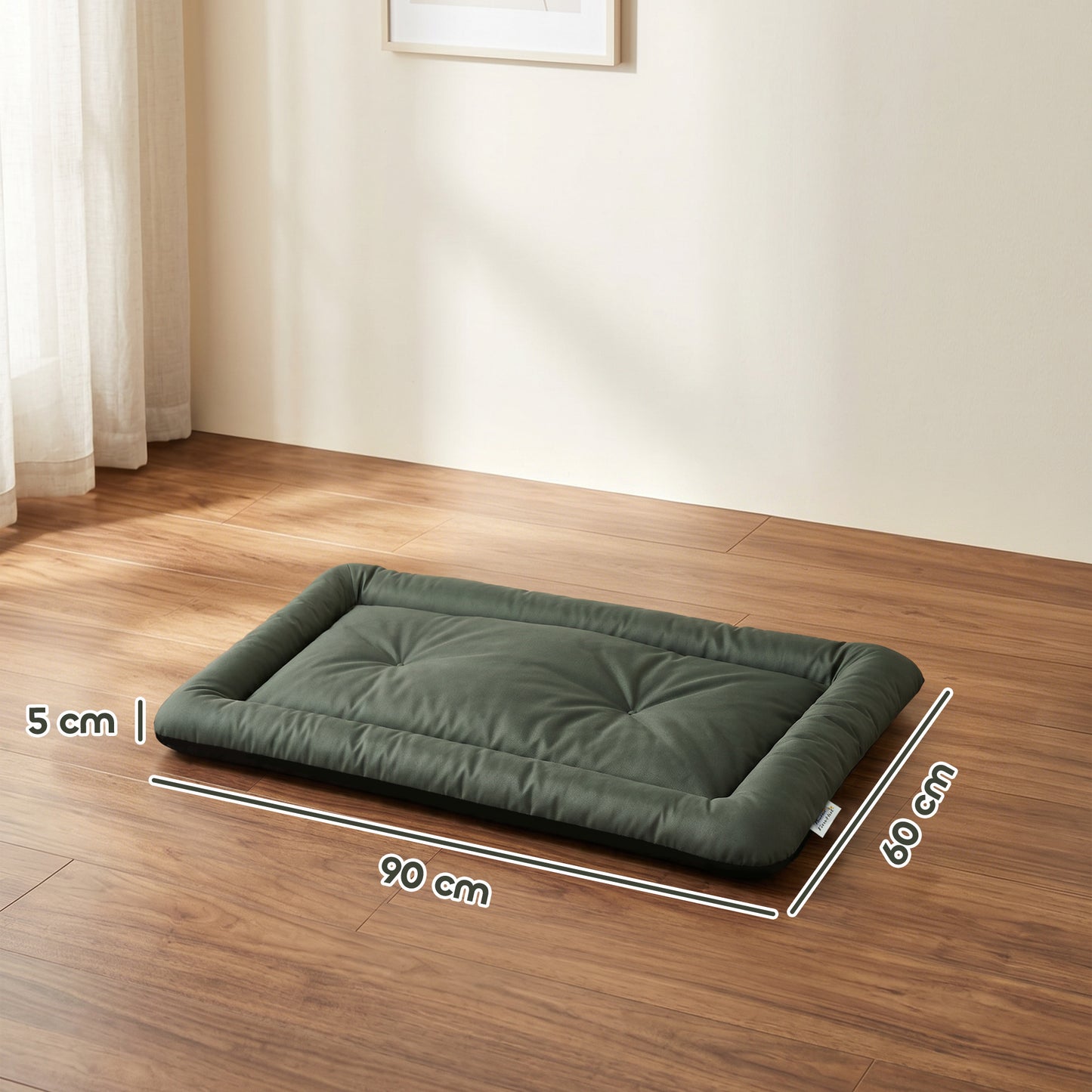PawHut Waterproof Dog Bed, Foldable Pet Bed with Anti-Slip Bottom, Machine Washable for Small Puppies and Cats, 90 x 60 x 5 cm