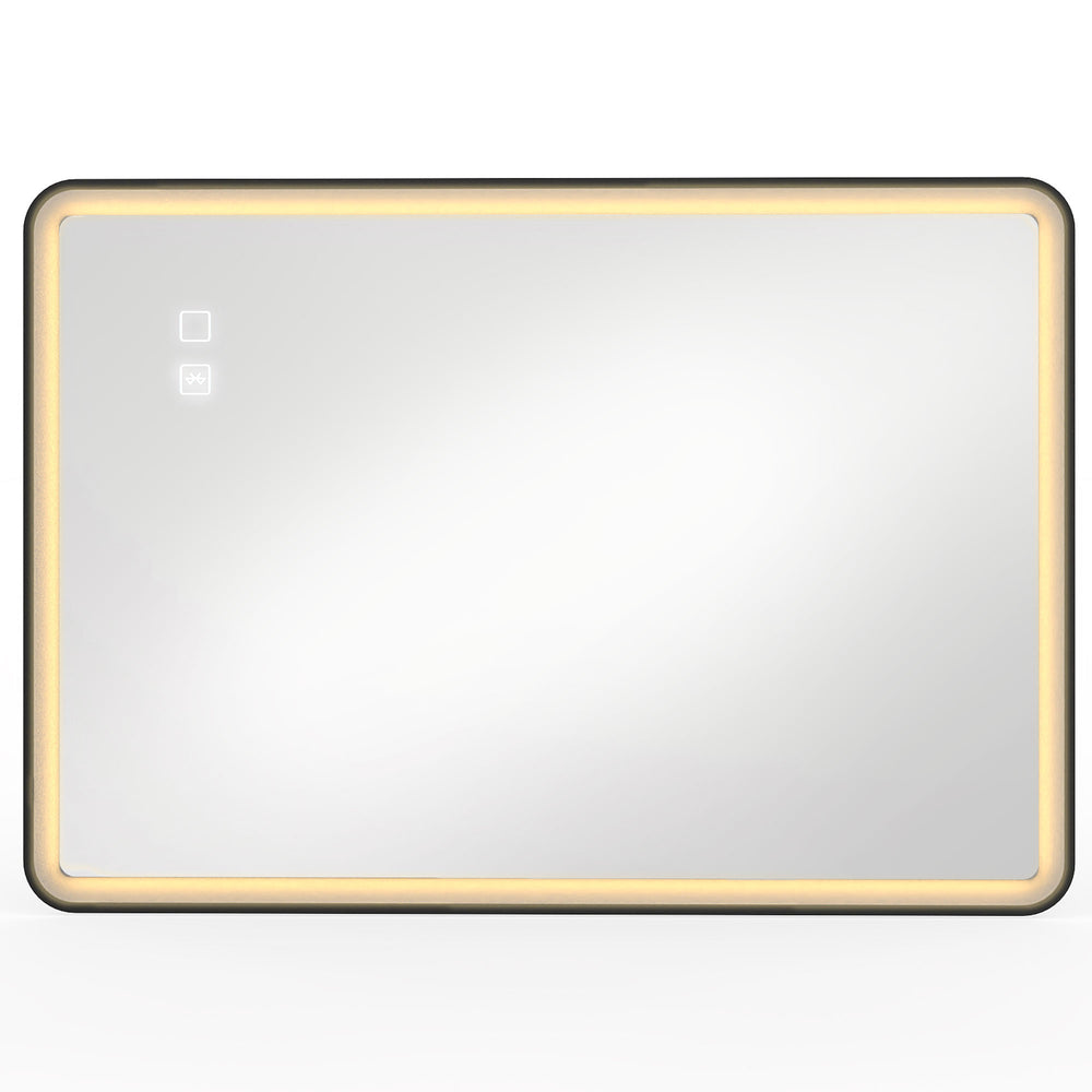 HOMCOM Bathroom Mirror with LED Lights, 100x70cm Rectangle Bathroom Mirror, Dimmable, Bluetooth, Anti-Fog, Black