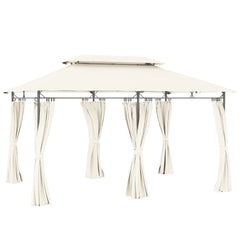 Outsunny 3 x 4m Metal Frame, Two-Tier Roof Gazebo - Cream White