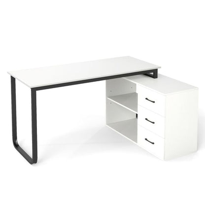 L Shaped Computer Desk Corner Executive Desk with 3 Drawers
