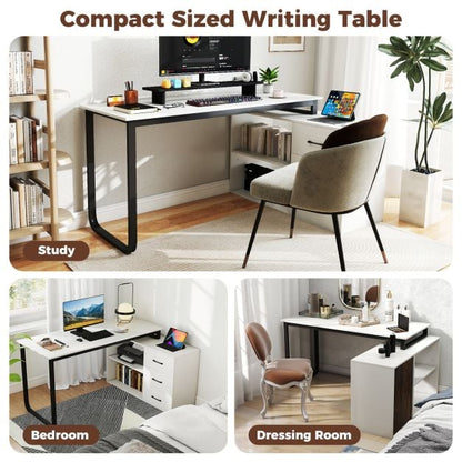 L Shaped Computer Desk Corner Executive Desk with 3 Drawers