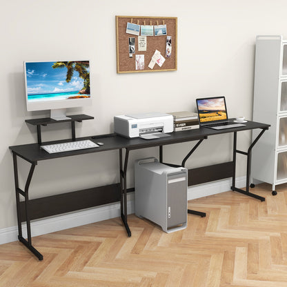 L-shaped Desk Corner Computer Desk with Movable Monitor Stand-Black