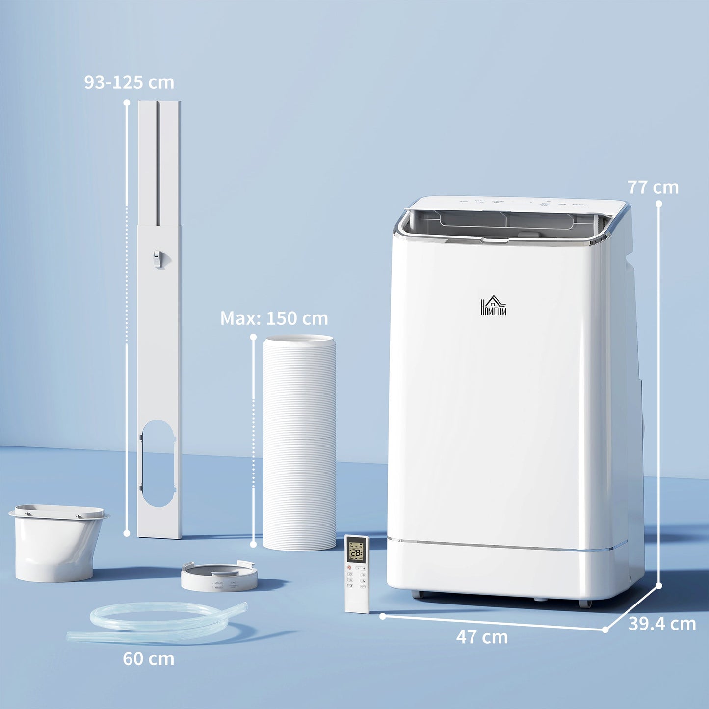 HOMCOM 14000 BTU Mobile Air Conditioner, 35m√Ç¬≤, Smart Home WiFi, with Dehumidifier, Fan, 24H Timer, Window Kit, White