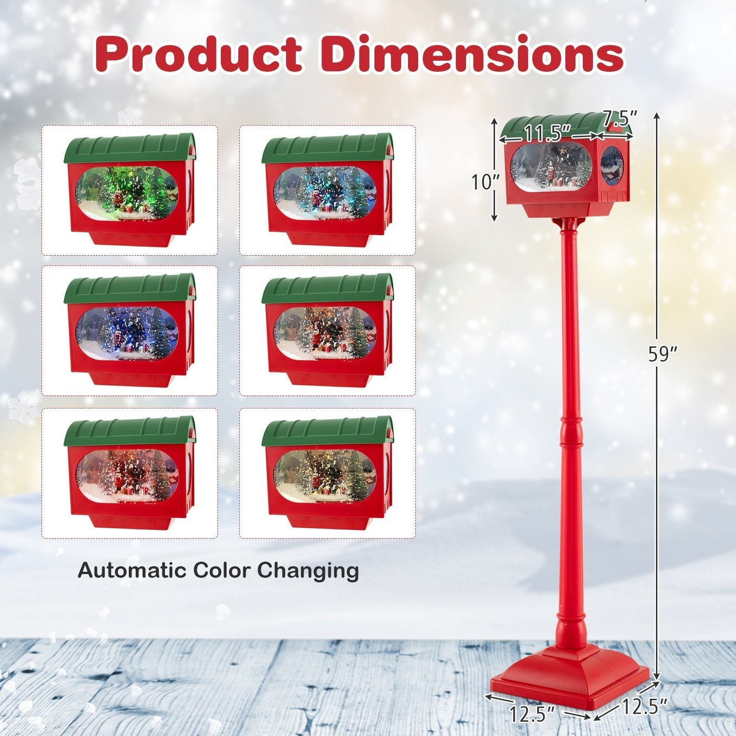 Christmas Sound-activated 150 cm Street Light with Colourful Lights-Red