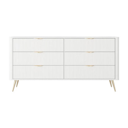 White dresser with mesh design on a white background