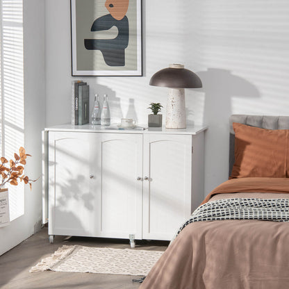 Large Foldable Sewing Table with Lockable Casters-White