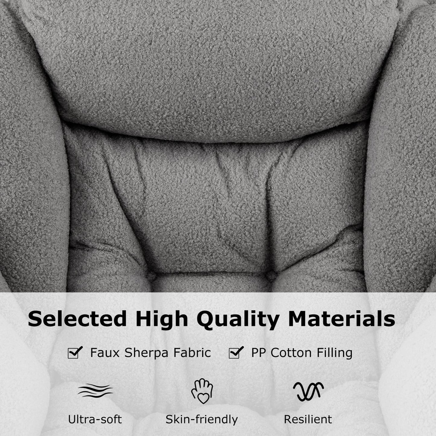 Large Lazy Chair with Cozy Head Pillow and Storage Pocket-Grey