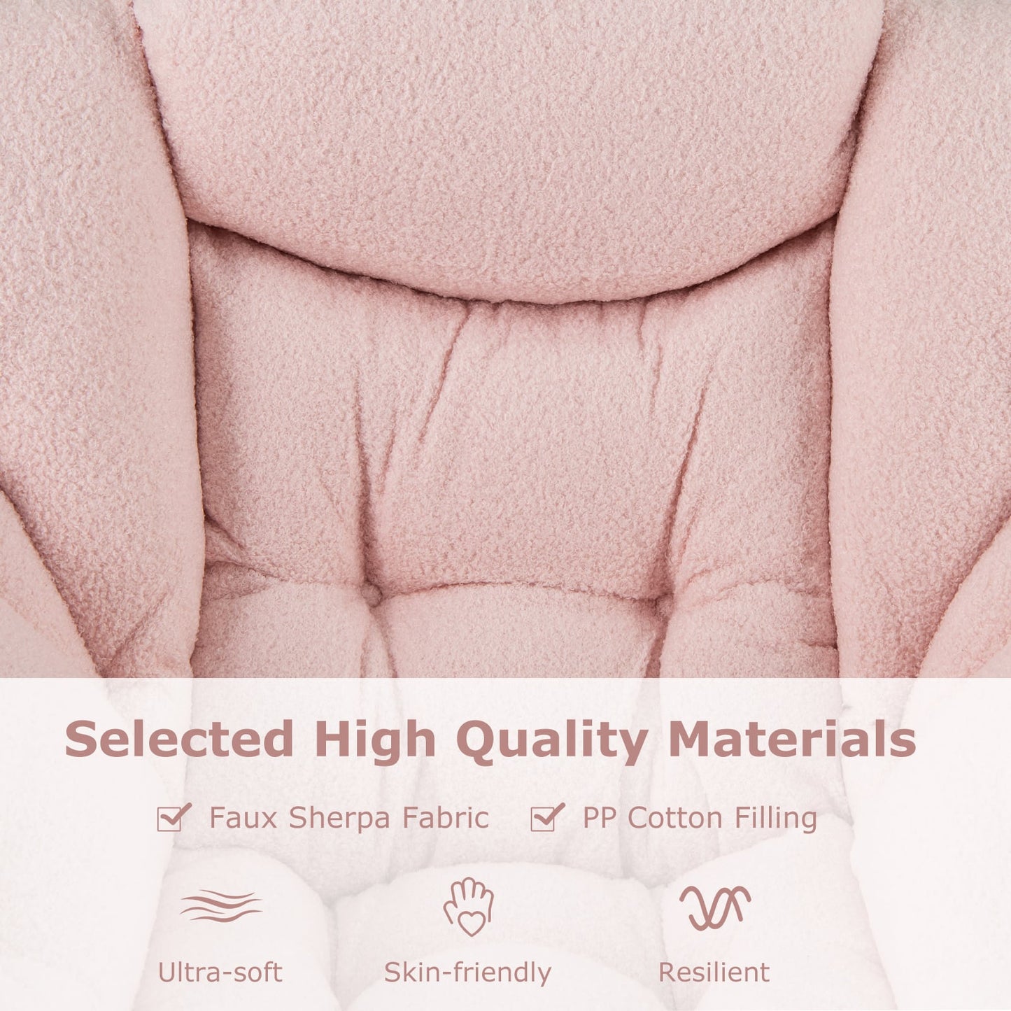 Large Lazy Chair with Cozy Head Pillow and Storage Pocket-Pink