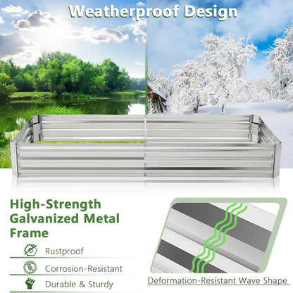 240 x 120 x 30 cm Galvanized Large Metal Raised Garden Bed-Silver