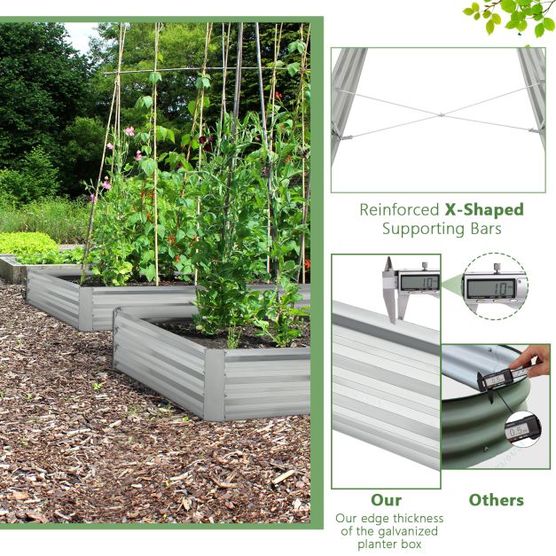 240 x 120 x 30 cm Galvanized Large Metal Raised Garden Bed-Silver