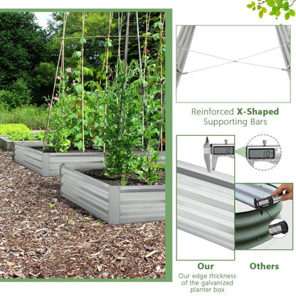 240 x 120 x 30 cm Galvanized Large Metal Raised Garden Bed-Silver
