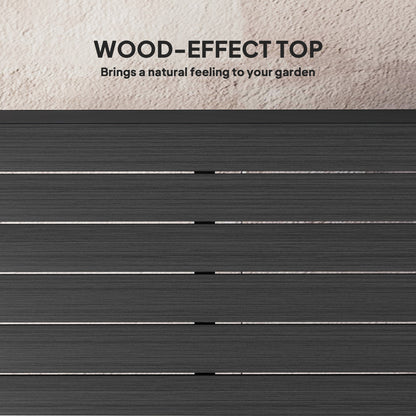 Outsunny 78 cm Garden Dining Table for 4 People, Square Outdoor Coffee End Side Table with Aluminium Legs, Black