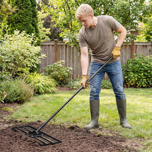 Lawn Leveling Rake Heavy Duty Lawn Level Tool for Soil Farm-Black