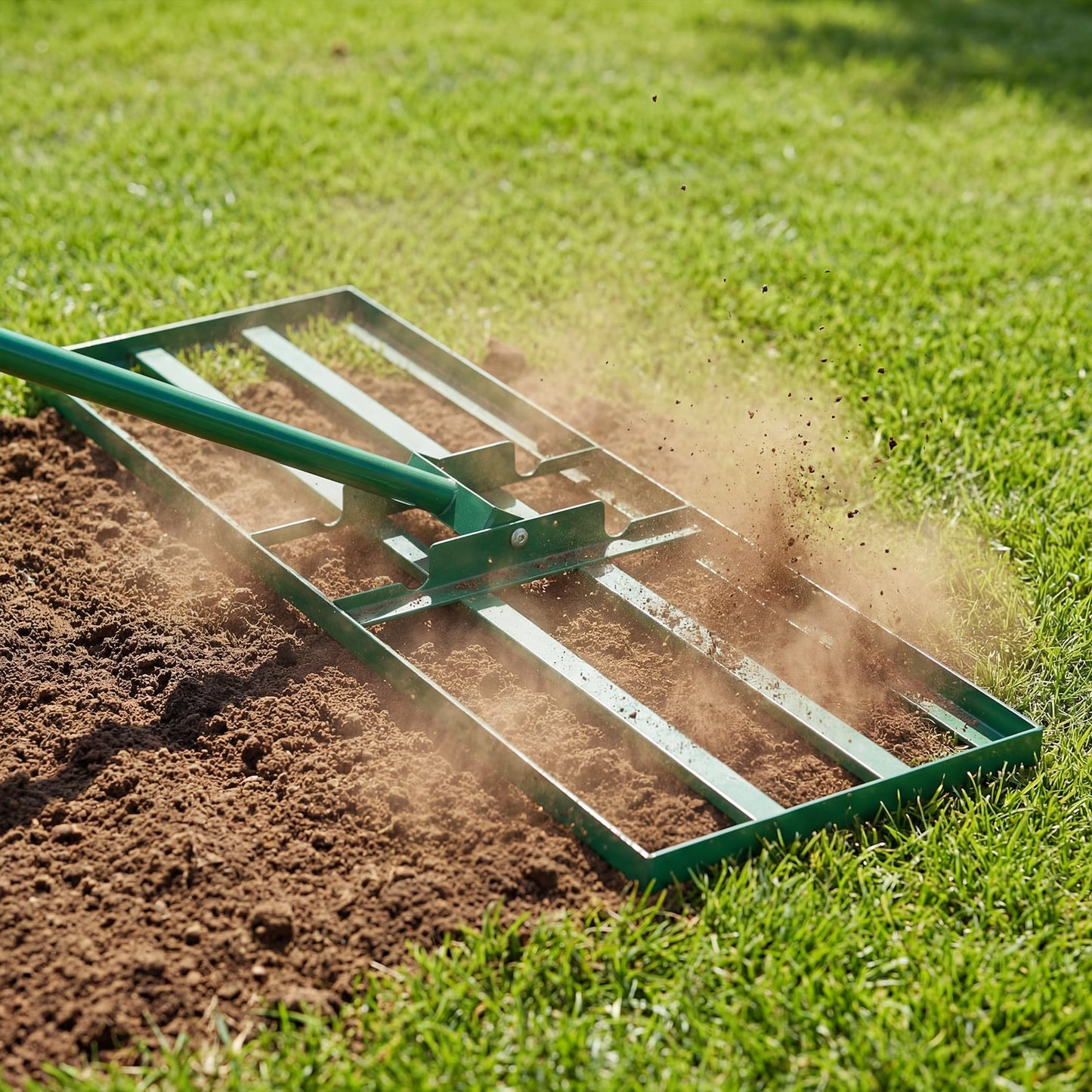 Lawn Leveling Rake Heavy Duty Lawn Level Tool for Soil Farm-Green