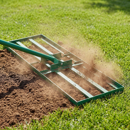 Lawn Leveling Rake Heavy Duty Lawn Level Tool for Soil Farm-Green