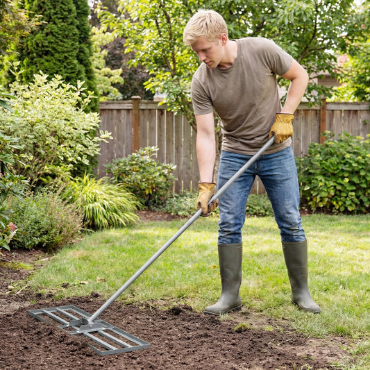 Lawn Leveling Rake Heavy Duty Lawn Level Tool for Soil Farm-Silver