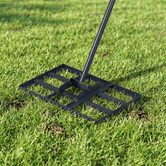 Lawn Leveling Rake Heavy-Duty Metal Levelawn Tool with 43 x 25 cm Plate-Black