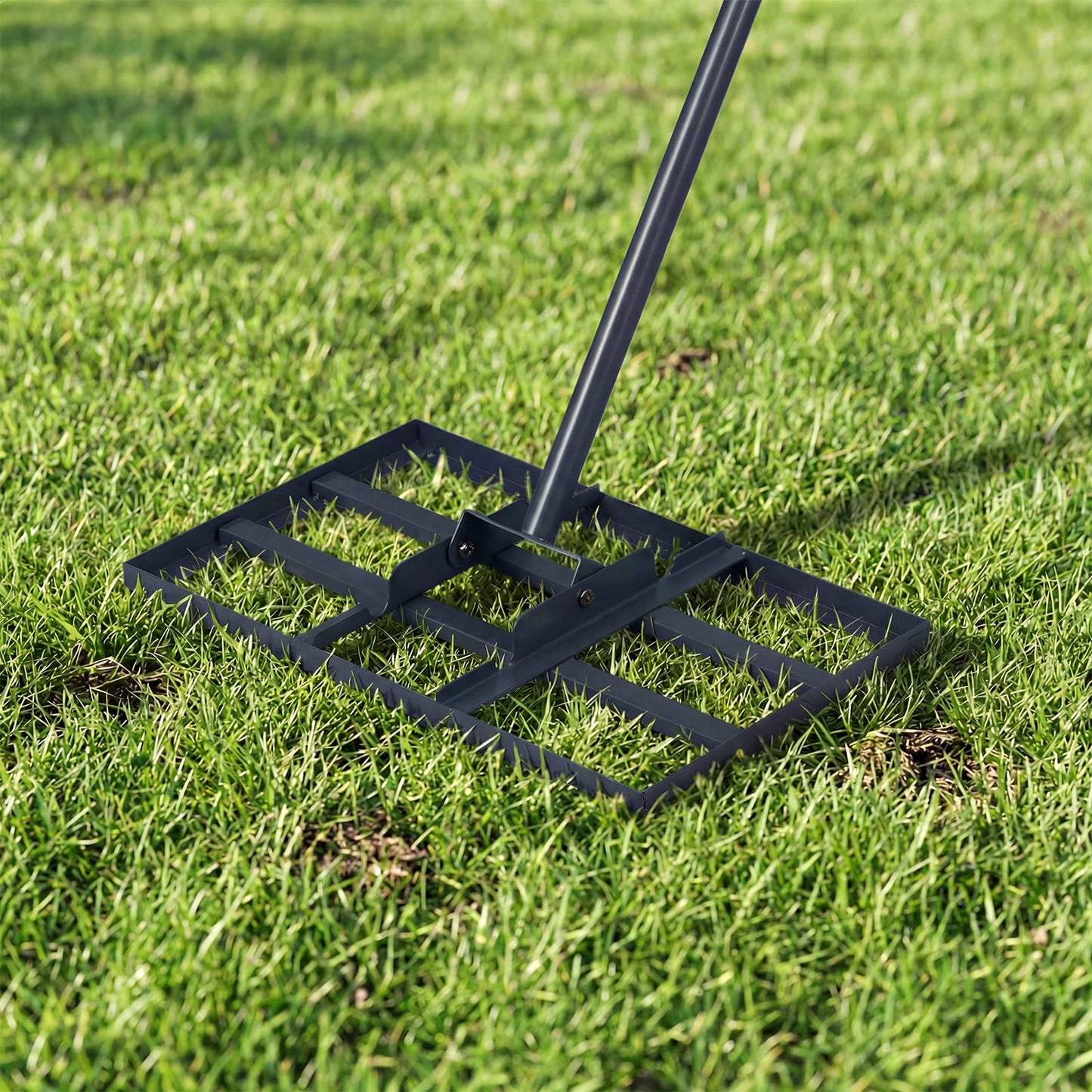 Lawn Leveling Rake Heavy-Duty Metal Levelawn Tool with 43 x 25 cm Plate-Black