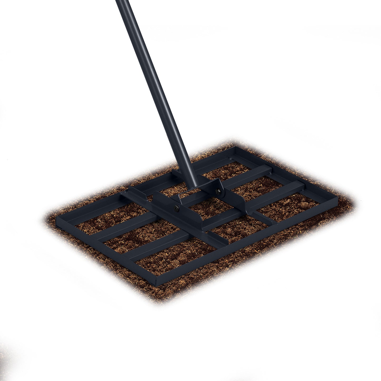 Lawn Leveling Rake Heavy-Duty Metal Levelawn Tool with 43 x 25 cm Plate-Black