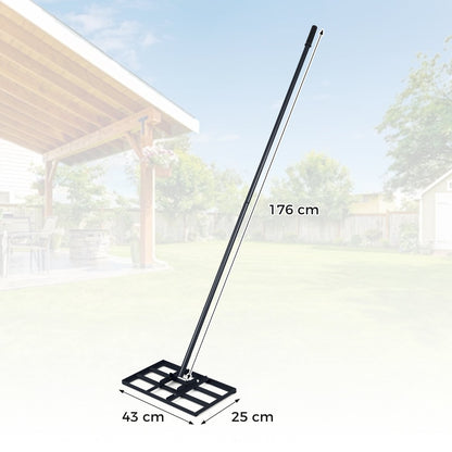 Lawn Leveling Rake Heavy-Duty Metal Levelawn Tool with 43 x 25 cm Plate-Black