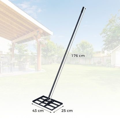 Lawn Leveling Rake Heavy-Duty Metal Levelawn Tool with 43 x 25 cm Plate-Black