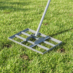 Lawn Leveling Rake Heavy-Duty Metal Levelawn Tool with 43 x 25 cm Plate-Silver