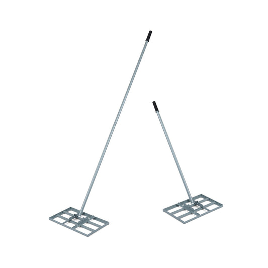 Lawn Leveling Rake Heavy-Duty Metal Levelawn Tool with 43 x 25 cm Plate-Silver