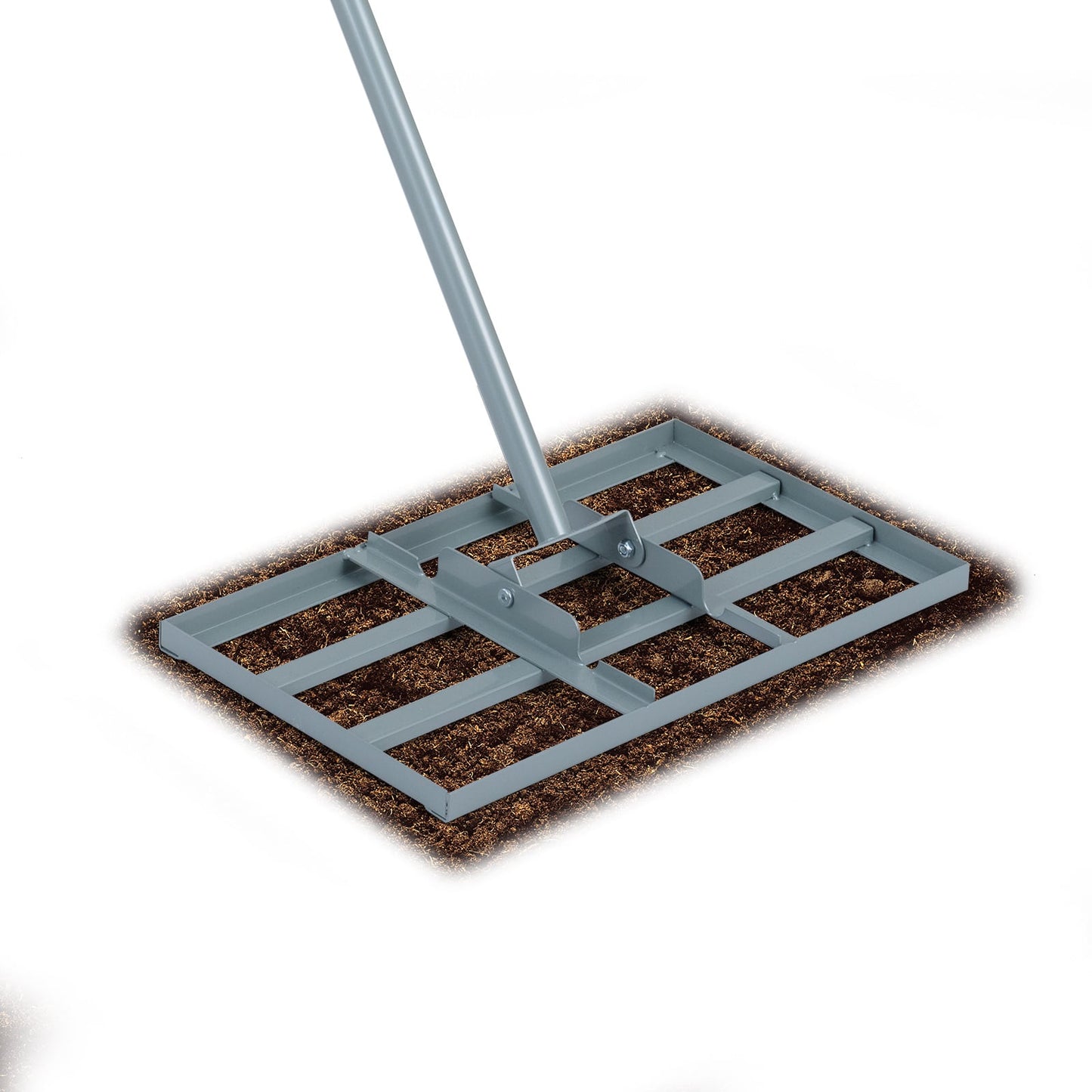 Lawn Leveling Rake Heavy-Duty Metal Levelawn Tool with 43 x 25 cm Plate-Silver