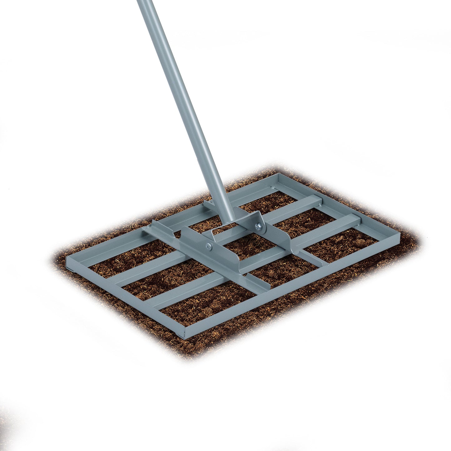 Lawn Leveling Rake Heavy-Duty Metal Levelawn Tool with 43 x 25 cm Plate-Silver