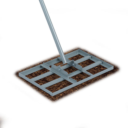Lawn Leveling Rake Heavy-Duty Metal Levelawn Tool with 43 x 25 cm Plate-Silver