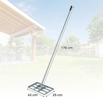 Lawn Leveling Rake Heavy-Duty Metal Levelawn Tool with 43 x 25 cm Plate-Silver