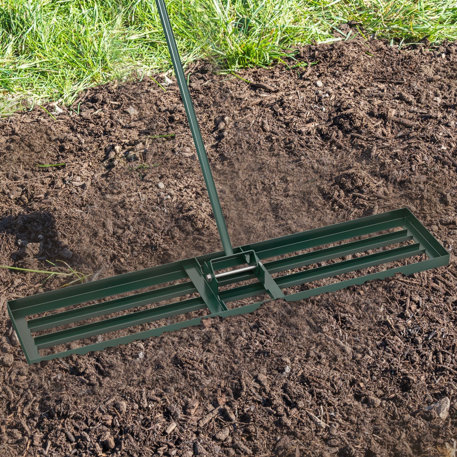 75/91/106 x 25cm Lawn Leveling Rak with Ergonomic Handle-117 x 25 cm-Green
