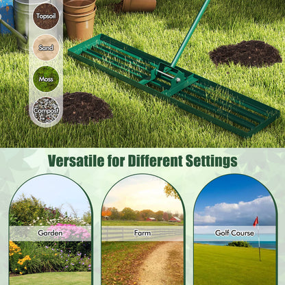 75/91/106 x 25cm Lawn Leveling Rak with Ergonomic Handle-117 x 25 cm-Green