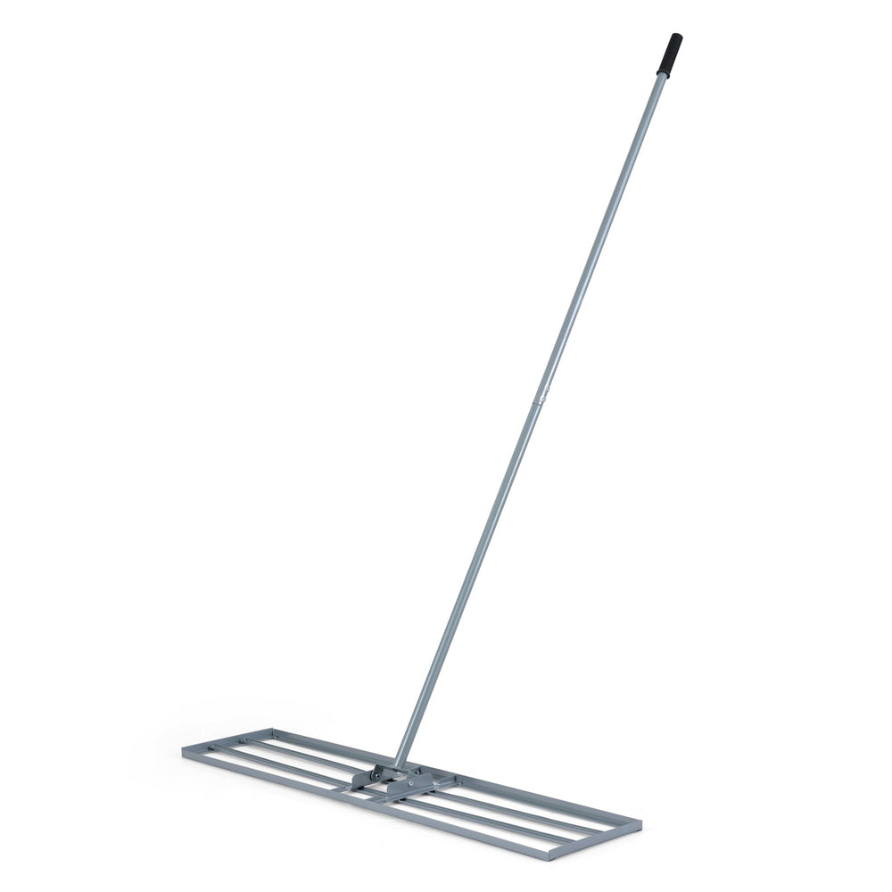 Lawn Leveling Rake with 177cm Adjustable Long Handle and Anti-Slip Grip-Silver