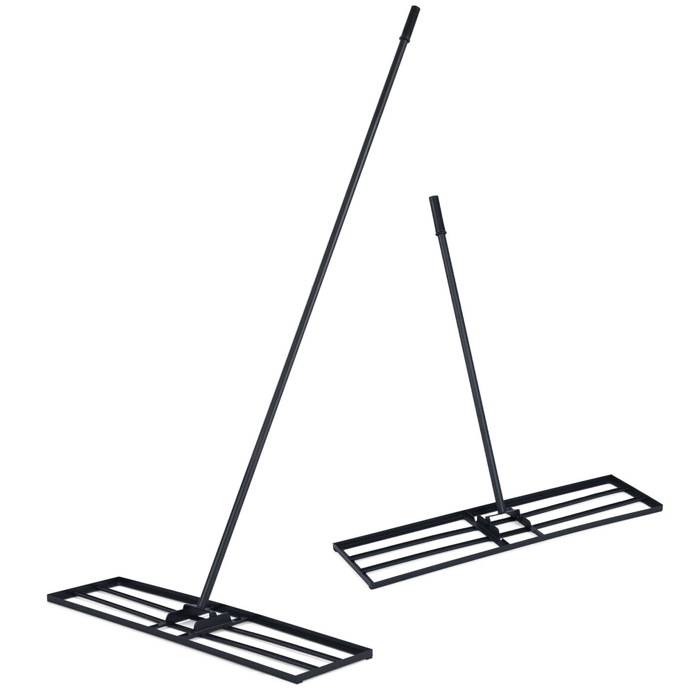 Lawn Leveling Rake with Adjustable Handle and Rotating U-Head for Topsoil-Black