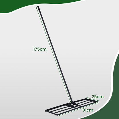 Lawn Leveling Rake with Adjustable Handle and Rotating U-Head for Topsoil-Black