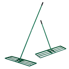 Lawn Leveling Rake with Adjustable Handle and Rotating U-Head for Topsoil-Green