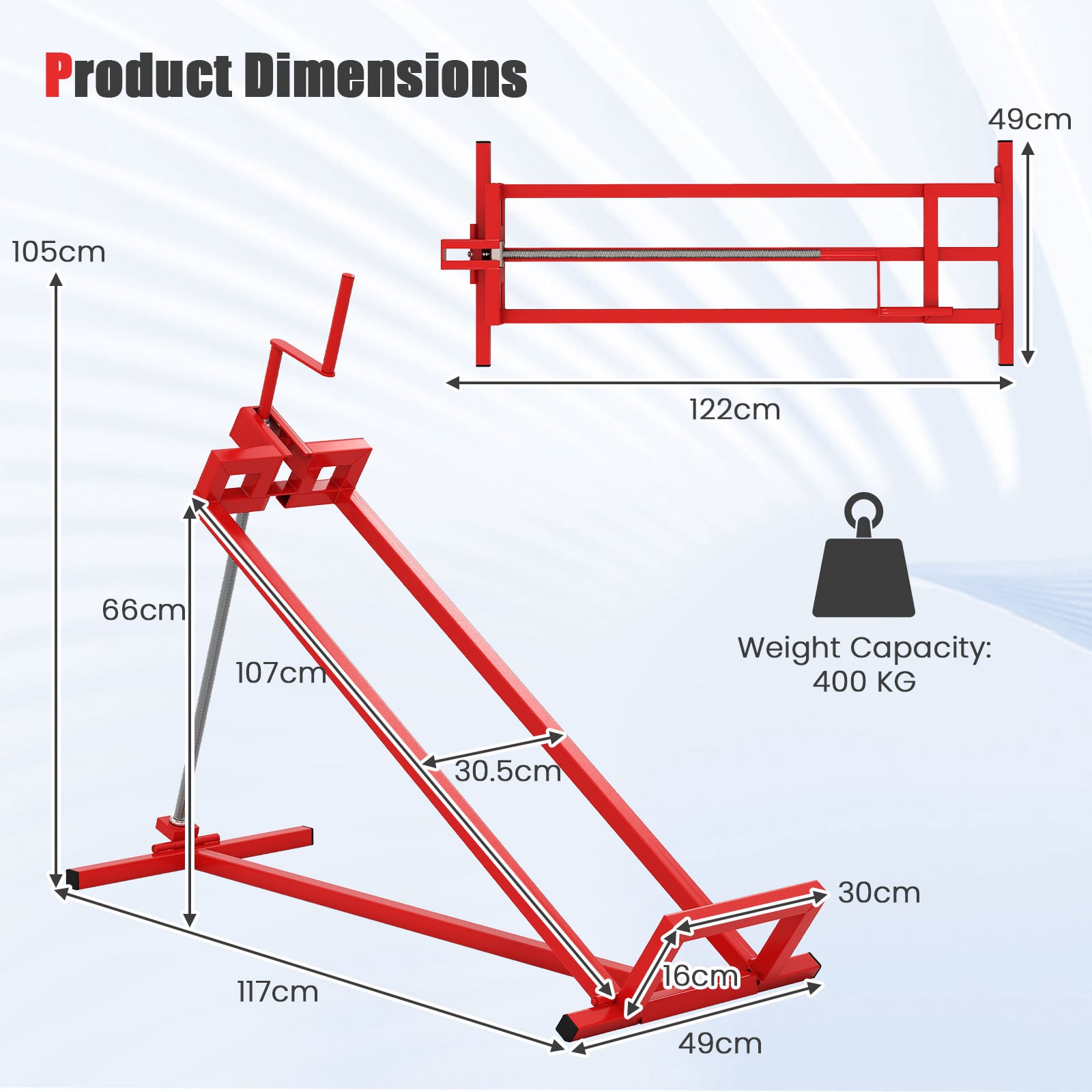 Lawn Mower Lift Jack Riding Mower Lift with Adjustable Height and Angle-Red