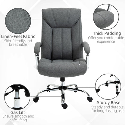 Vinsetto Office Chair, Fabric Desk Chair, Padded Executive Chair with Adjustable Height, Swivel Wheels, Metal Star Base, Grey