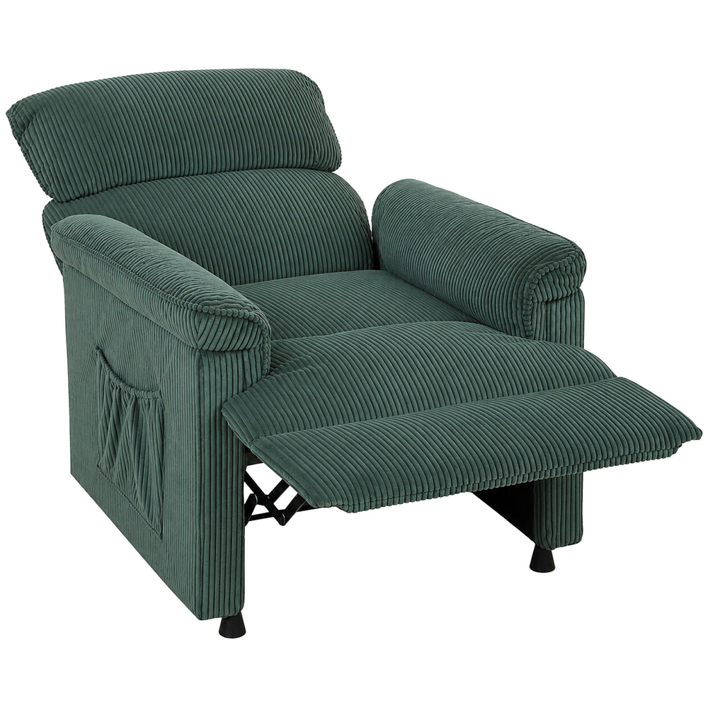 HOMCOM Corduroy Electric Recliner Armchair with Massage and Heat - Green