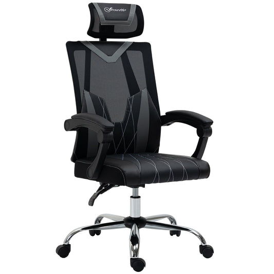 Vinsetto Office Chair Ergonomic Desk Chair with Rotate Headrest, Lumbar Support & Adjustable Height, 360° Swivel Computer Chair